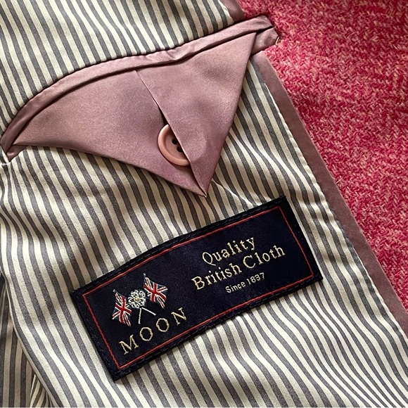 J Crew Bristol raspberry pink multi chevron 100% wool double breasted blazer, 14 - Picture 6 of 16